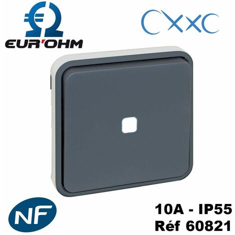 Interrupteur étanche va-et-vient avec témoin lumineux composable encastrable IP55