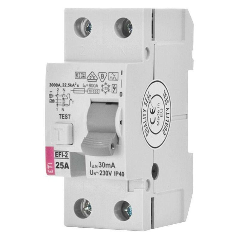ETI - Interrupteur fi EFI-2, 2 poles 25A, 30mA, type a, instantanné