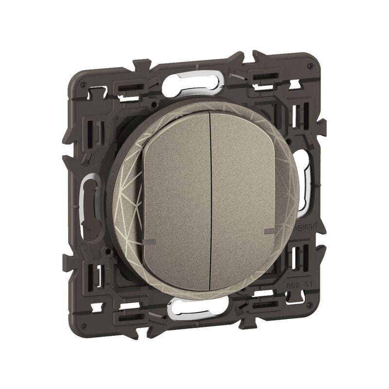 Interrupteur filaire double Céliane with Netatmo avec Neutre - Titanium (CT0416)