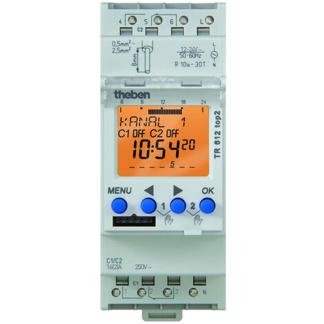 Interrupteur horaire digital 24h 7j 2module 2 c 12 à 24v uc THEBEN 6124100