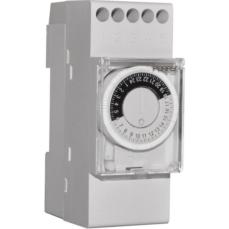 Interrupteur horaire journalier à cavaliers sans réserve de marche 2 din Perry