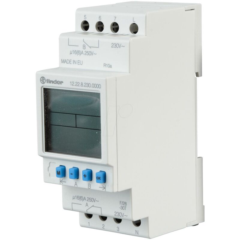 Finder - Digital Weekly Time Switch Din Rail Spdp 30a 12.22.8.230.0000