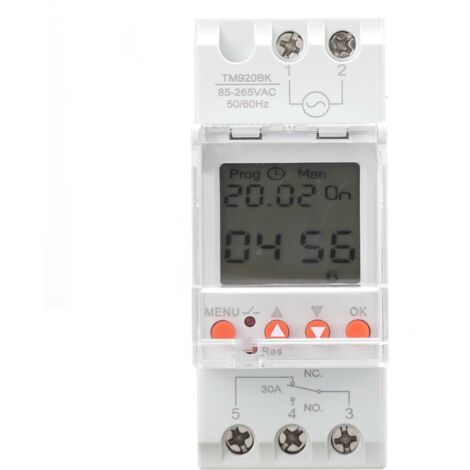 Interrupteur Horloge Analogique Programmable pour Maison Intelligente, Montage sur Rail DIN 85‑265V 30A