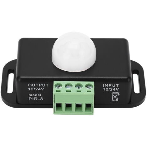 Interrupteur Infrarouge à Détection de Mouvement 6A 12‑24V Noir avec Réglage du Délai
