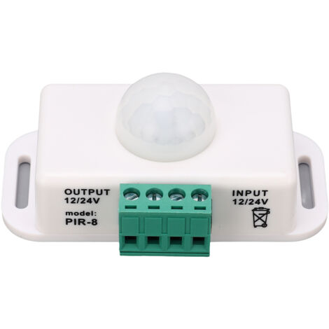 Interrupteur Infrarouge à Détection de Mouvement, Réglage du Délai, 6A 12-24V, Blanc