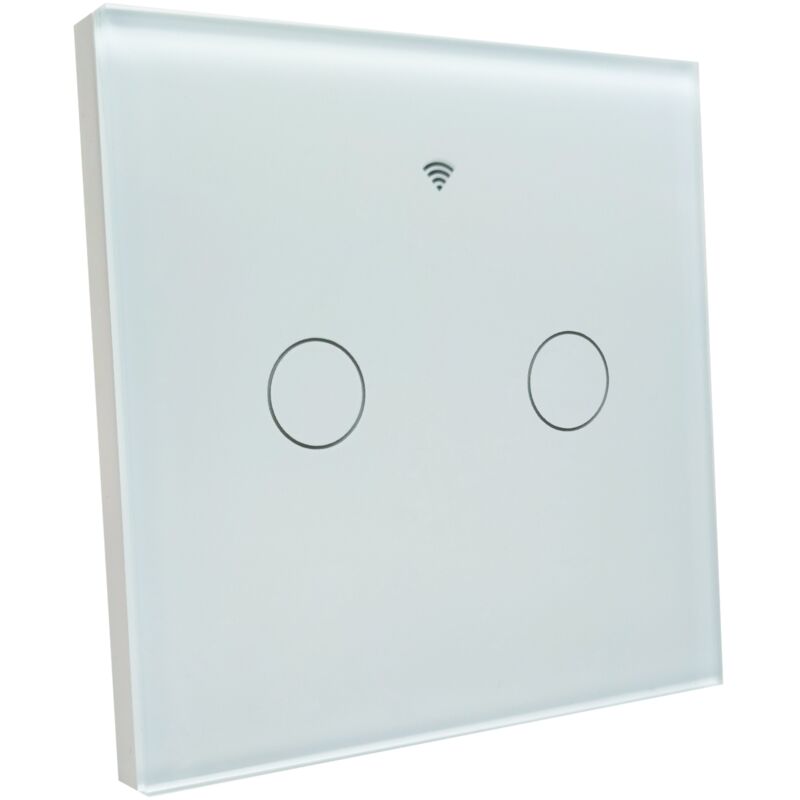 Led Atomant Sl - Interrupteur Intelligent en verre WiFi. Contrôle par app Smart Life et Tuya. 2 voies (2 gangs).