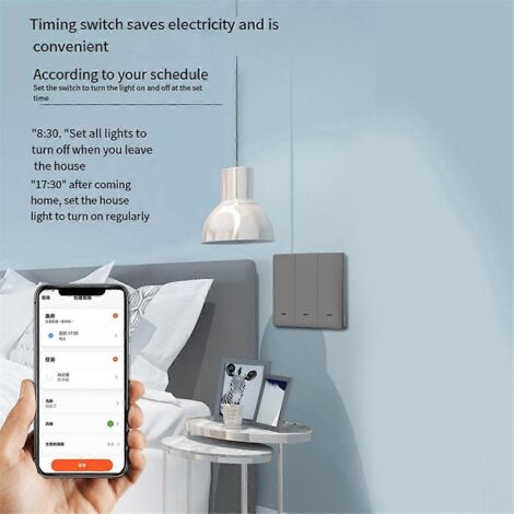 Interrupteur intelligent Tuya 3 interrupteurs gris--