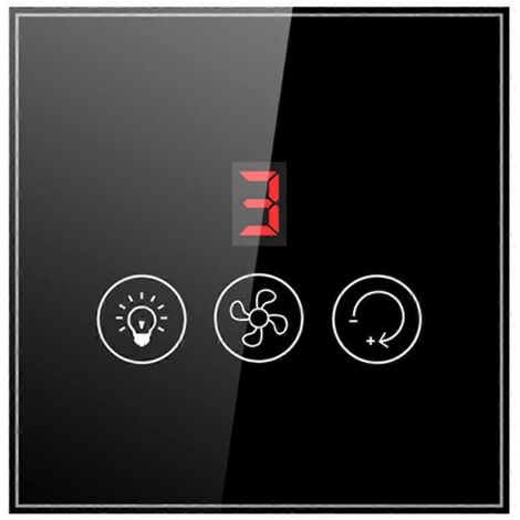 Interrupteur intelligent Tuya, prise UE, pour ventilateur de plafond et lampe, noir.
