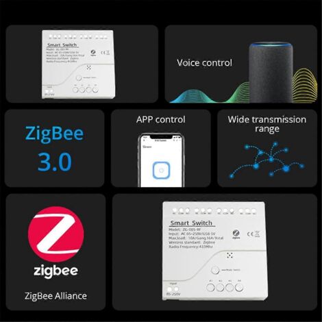 Interrupteur intelligent Tuya Zigbee 4 canaux, capteur à contact sec passif, AC85-250V, blanc