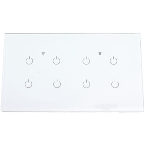 Interrupteur Intelligent WiFi 8 Boutons Verre Trempé IP44, Compatible Alexa/Google Home, 110‑240V AC
