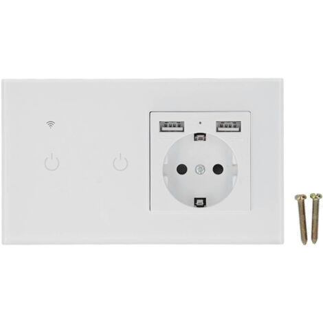 Interrupteur Intelligent WiFi avec Double USB, Prise Murale Cachée, Contrôle Vocal et Tactile par App, Norme UE 100‑240VAC