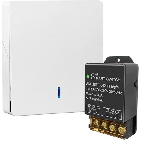 Interrupteur intelligent WiFi haute visibilité 30 A 220 V 230 V Télécommande APP avec télécommande RF 2,4 g Mode DIY sans fil pour la domotique Compatible avec Alexa et Google Home