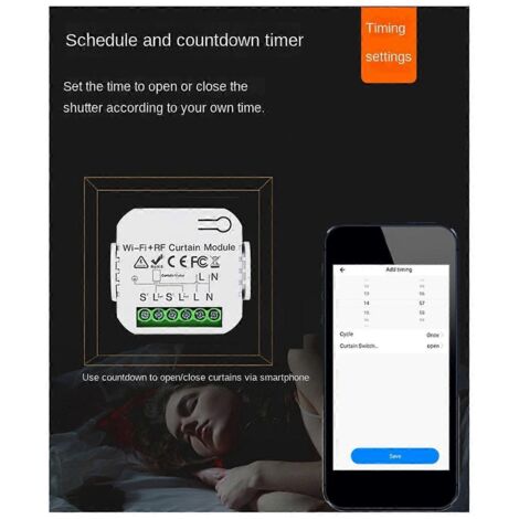 Interrupteur intelligent WiFi Tuya pour rideaux, stores et volets, moteur RF433,92 MHz