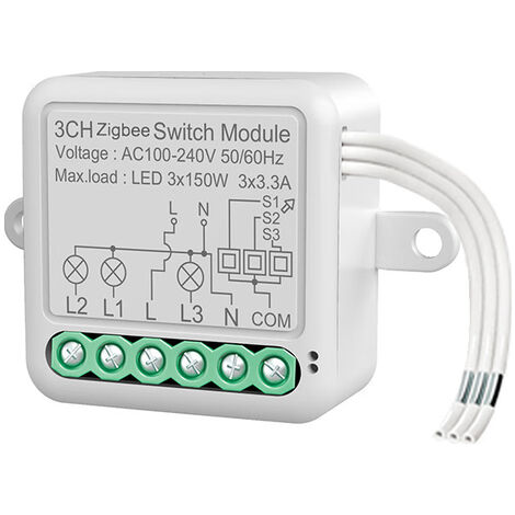 Interrupteur intelligent ZigBee à distance – Zéro feu – Minuterie – Configuration 3 voies pour domotique – Intégration facile