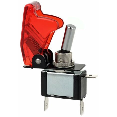 Interrupteur Inverseur a Bascule, 12V 20A Racing Couverture rouge LED Light SPST Toggle Rocker Ignition Switch Control On/Off