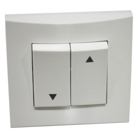 Interrupteur inverseur blanc pour volet roulant encastré – Fixation par vis – Plaque de finition incluse – Pour espaces confinés – Alternative Elec