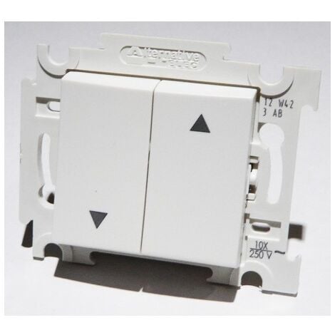 Interrupteur inverseur blanc volet roulant position fixe encastré bornes auto fixation vis sans plaque ALTERNATIVE ELEC AE52018