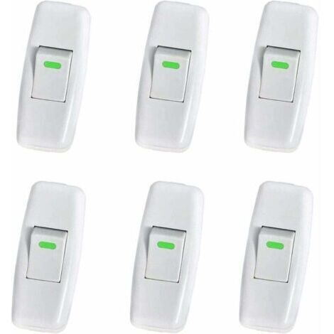 Interrupteur Lampe de Table 6 Pack, Interrupteur à Bascule en Ligne ABS avec Connecteurs Cuivre, Facile à Installer