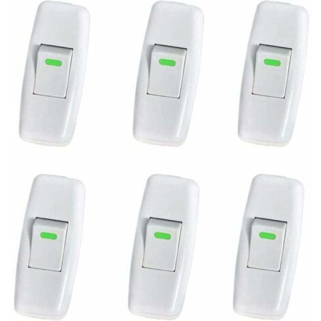 Interrupteur Lampe, Interrupteur Torpedo, Ligne Cordon Interrupteur, Interrupteur Lampe de Chevet, Interrupteur à Bascule en Ligne pour Lampe de Table de Chevet Remplacement du Bouton Marche, 6 Pack