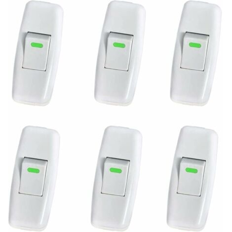 Interrupteur Lampe, Interrupteur Torpedo, Ligne Cordon Interrupteur, Interrupteur Lampe de Chevet, Interrupteur à Bascule en Ligne pour Lampe de Table de Chevet Remplacement du Bouton Marche, 6 Pack