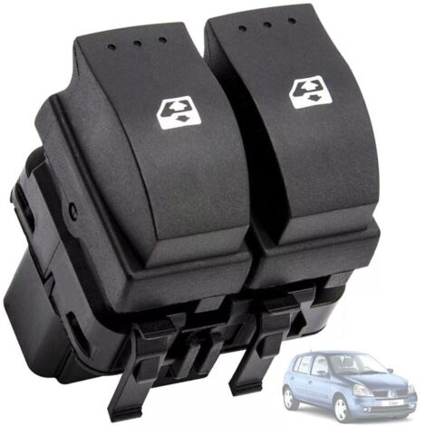 Interrupteur lève-vitre 8200060045 compatible avec Renault Clio 2, Trafic, Opel Vivaro - Porte avant gauche (côté conducteur) - Bouton double