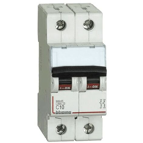 Interrupteur magnétothermique Bticino 2P 10A 4.5 kA Type C-2 Modules