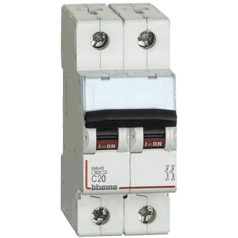 Interrupteur magnétothermique Bticino 2P 20A 4.5 kA Type C-2 Modules
