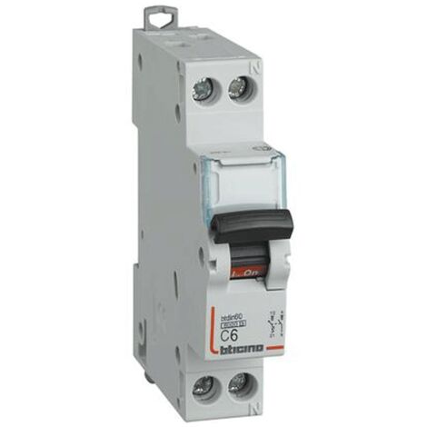 Interrupteur magnétothermique, Bticino disjoncteur 1P+N 6A courbe C 6 ka 1 module Fn881C6