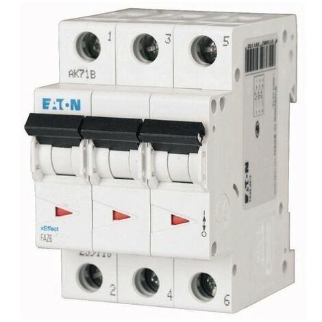 interrupteur magnétothermique-Eaton FAZ6 20A 3P 6 KA 'C' 3 Modules 239149