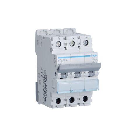 Interrupteur Magnétothermique Hager 3P 25A 6K C 3 modules MCA325