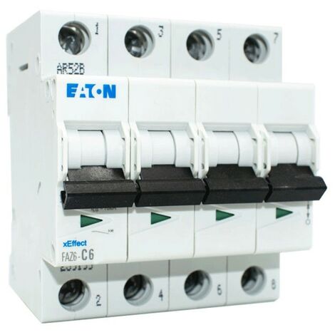 Interrupteur mangnetotermique Eaton FAZ6 6A 4 Broches 6 C 4 Modules 239199
