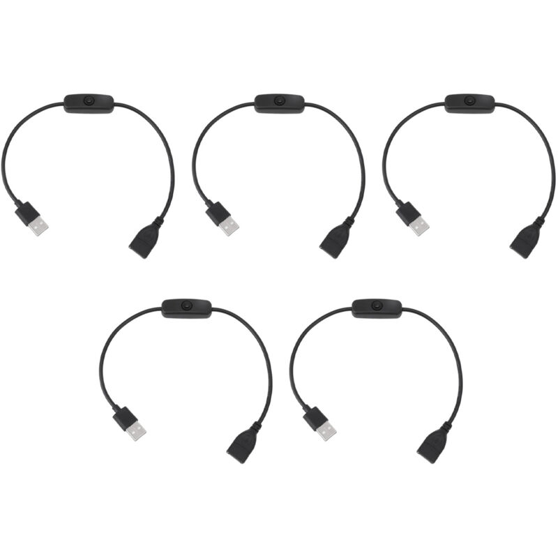 Interrupteur Marche/Arrêt 5PCS Câble Mâle/Femelle 2 Broches PVC avec Bouton pour Enregistreur de Conduite, Éclairage LED Noir