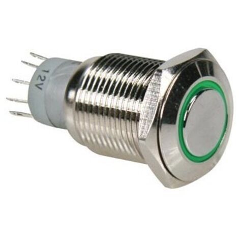 Interrupteur métallique rond spdt 1no 1nc - anneau vert