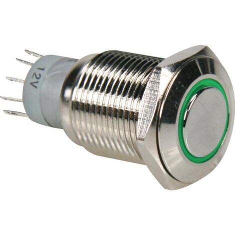 INTERRUPTEUR MÉTALLIQUE ROND SPDT 1NO 1NC - ANNEAU VERT SWITCHES R1610G