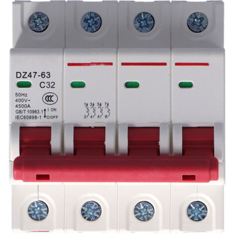 Interrupteur Mini Air 4P - 400V 32A, Protection Surcharge et Court-Circuit