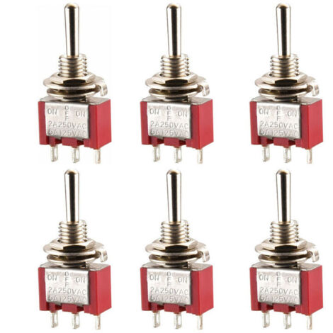 Interrupteur Mini Bascule SPDT ON-OFF-ON 2A 250V 6 Pièces