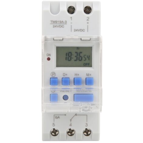 Interrupteur Minuterie Numérique Programmable TM919A-3, 24V DC, 16A, Cycle Hebdomadaire