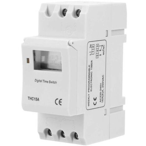 Interrupteur Minuterie Numérique THC15A 220-240VAC 16A Programmable Numérique sur Rail DIN