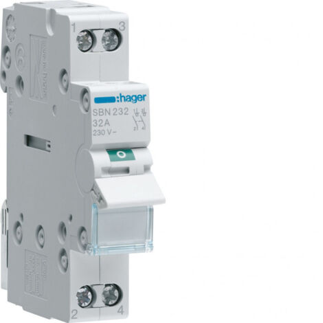 Interrupteur modulaire 2 pôles 16A à voyant HAGER SBB216