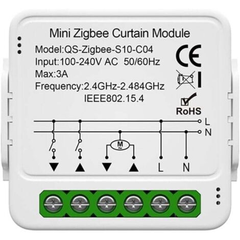 Interrupteur Module Volet Roulant Connecté, Commutateur Rideau Stores WiFi, Compatible avec Alexa Google Home pour Commande Vocale, Minuterie Intelligent Moteur Mural