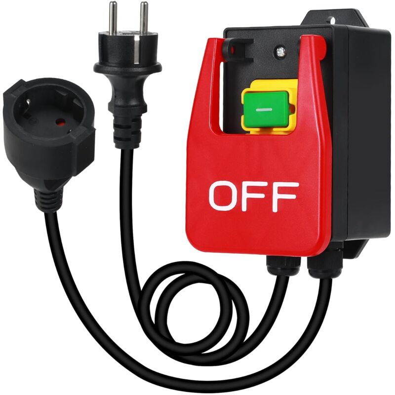 Interrupteur Monophasé 220 V, Commutateur à Bouton Poussoir, Interrupteur de Sécurité avec prise Interrupteur de machine pour éteindre rapidement la