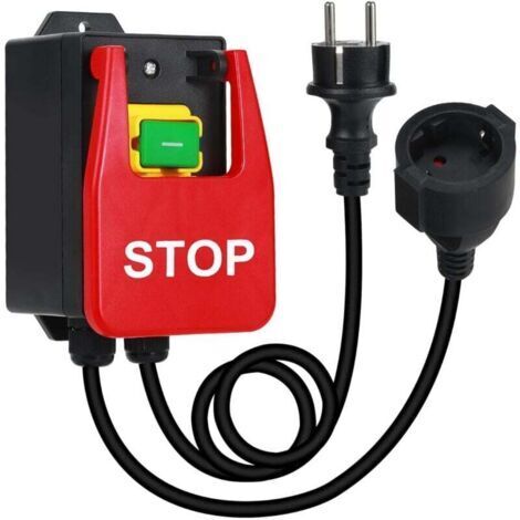 Interrupteur monophasé 220 V, interrupteur de sécurité avec prise, utilisé pour l'arrêt rapide des fraiseuses et autres équipements.