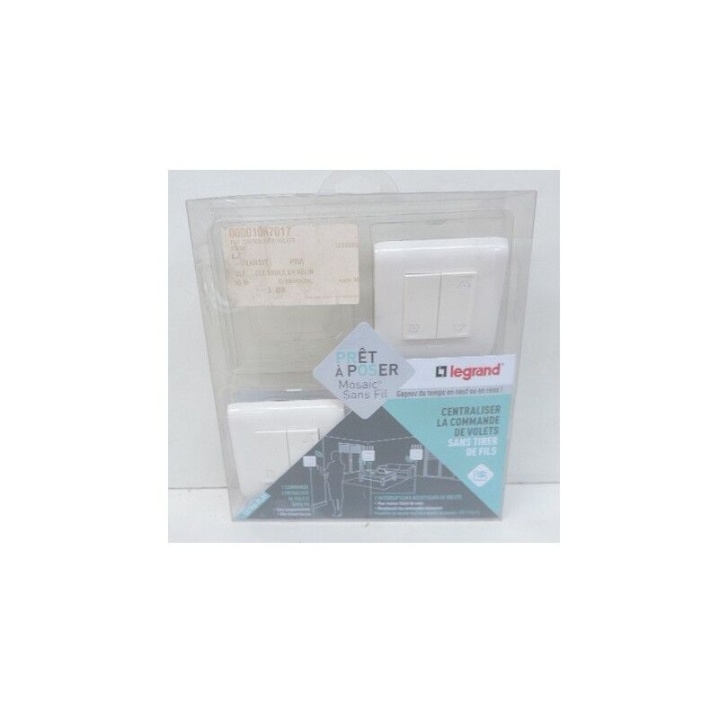 Kit centralisation pour 1 volet roulant avec 1 commande sans fil et 1 inter 230V complet mosaic blanc pap Legrand 074691