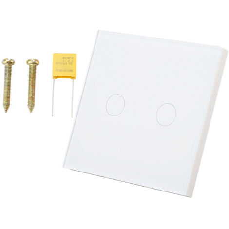 Interrupteur Mural 2 Modules à Écran Tactuel Verre Trempé avec Voyant Lumineux, 110‑240V AC Blanc