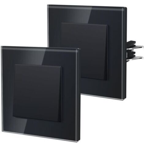 Interrupteur Mural, Interrupteur Va Et Vient Avec Griffes, Verre Interrupteur Lampe De Chevet, 1 Gang 1Way, 86mm, Noir