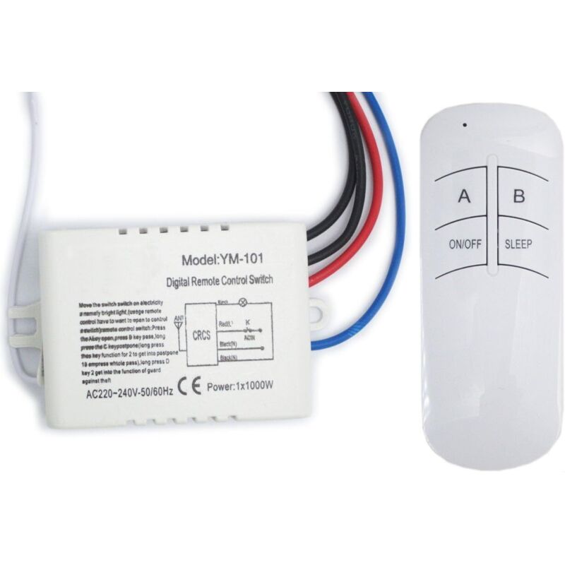 Interrupteur mural marche/arrêt unidirectionnel et télécommande 220 V - 240 V Interrupteur mural radio numérique avec télécommande