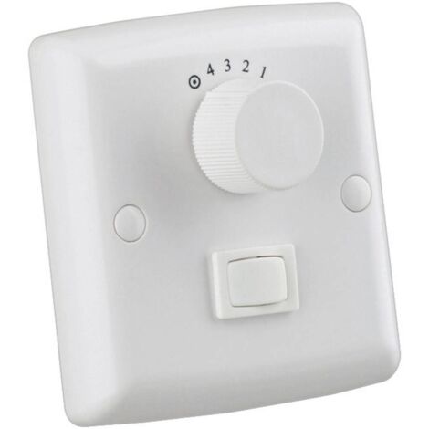 Interrupteur mural pour ventilateur de plafond 78801 – 4 vitesses – Blanc – Tension 230V – Puissance 400W