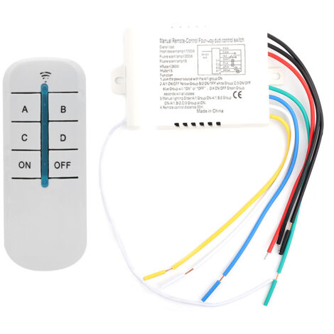 Interrupteur mural sans fil 4 voies ON/OFF, télécommande numérique 220V