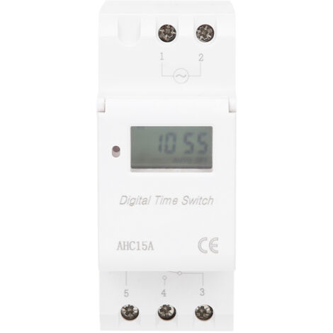 Interrupteur Numérique à Affichage LCD Type Rail Minuterie AHC15A AC220V‑240V pour Usage Industriel