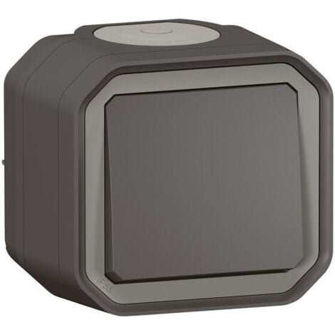 Interrupteur va-et-vient 10A saillie étanche anthracite complet IP55 PLEXO LEGRAND 069761L